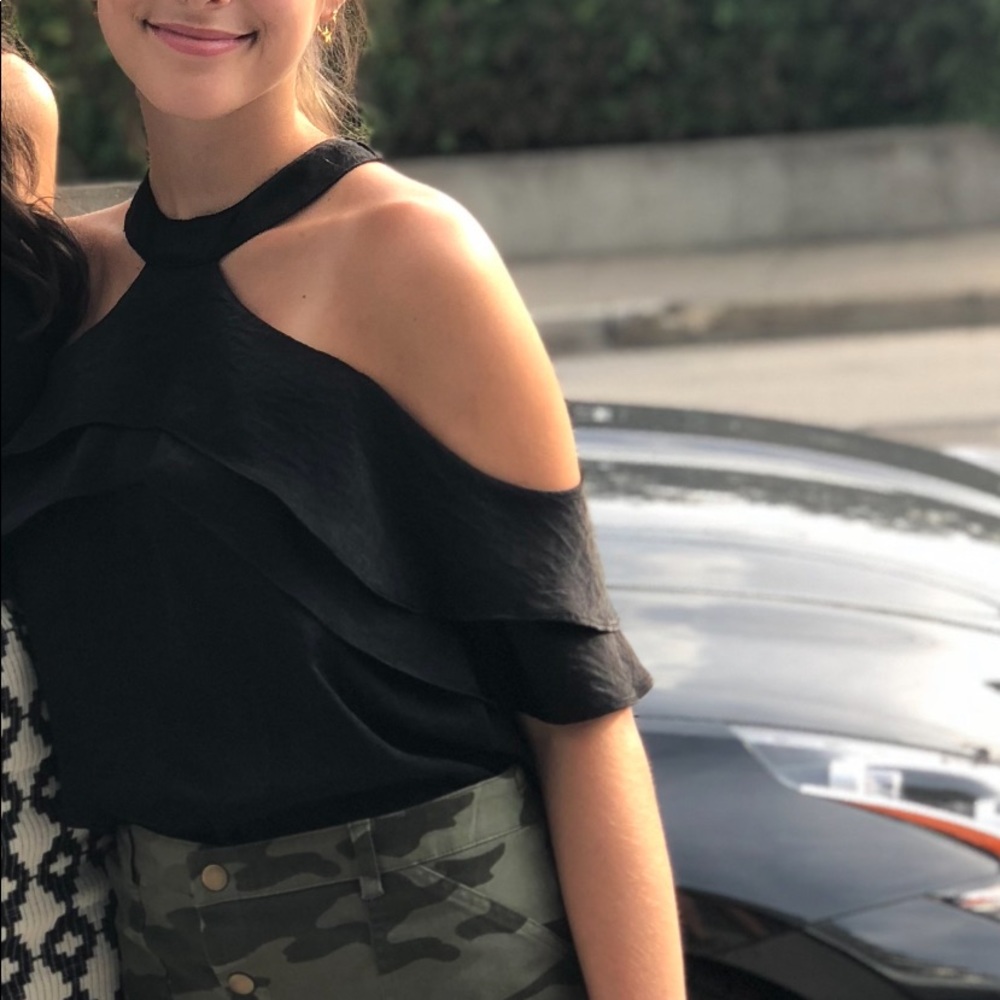 Black Halter Flowy Top